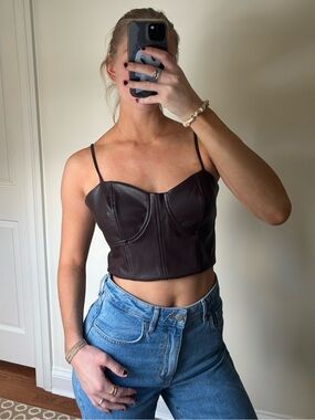 Brown Leather Corset Top